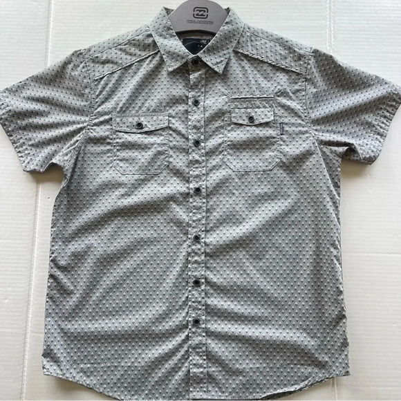 M.O. Seven Casual Button Down Diamond Pattern Print Grey Shirt Men size Large - Picture 7 of 11